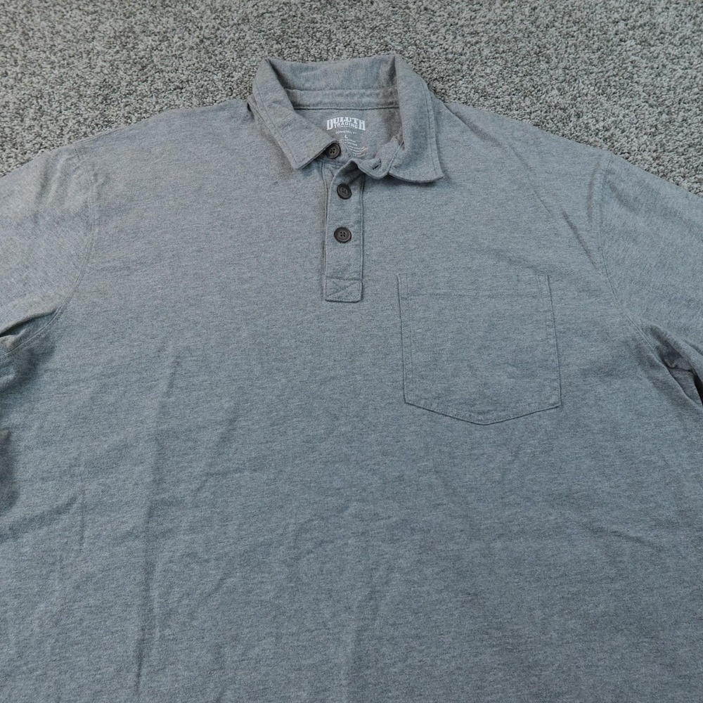 Duluth Trading Polo Shirt Mens L Gray Longtail T Pocket Casual Work Preppy‎ Golf